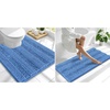 image:imageSmiry Striped Thick Bathroom Rug and Contour Toilet Rug Size 47x20  UShaped 24x20 in Cornflower Blue 2 Item Bundle