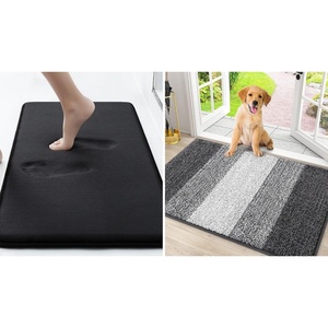 image:imageSmiry Bath Rug and Dog Door Mat Set Memory Foam Bath Rug Black 24x16 and Dog Door Mat for Muddy Paws Grey 30x20