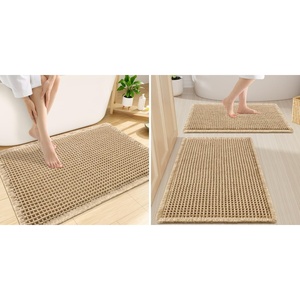 image:imageSmiry Bathroom Rugs Set 3 Piece30x20 Plus 30X2024X16 Extra Soft Absorbent Bath Mats Non Slip Machine Washable Quick Dry Bath Rugs for Bathroom Floor Tub Shower Brown
