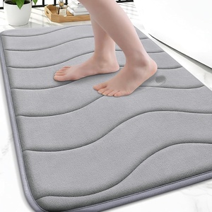 image:imageSmiry Memory Foam Bath Mat 32x20 Extra Soft and Absorbent Bathroom Mats Non Slip Washable Carpet for Floor Shower and Tub BlackGrey