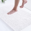 image:imageSmiry Chenille Bath Rug and Mats Set of 3 Non Slip Absorbent Shaggy Bath Rug for Tub Shower and Bath Room 24x 1636x 24UShaped 24 x20 White