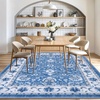 image:imageSmiry Floral Area Rug 5x5 Feet Round Vintage Print Pattern Machine Washable NonSlip Floor Carpet Low Pile Throw Rugs for Living Room Bedroom Dining Room Laundry Indoor Home Decor BlueBlue