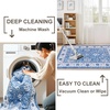 image:imageSmiry Floral Area Rug 5x5 Feet Round Vintage Print Pattern Machine Washable NonSlip Floor Carpet Low Pile Throw Rugs for Living Room Bedroom Dining Room Laundry Indoor Home Decor BlueBlue