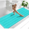 image:imageSmiry Striped Thick Bathroom Rug and Contour Toilet Rug Size 70x24  UShaped 24x20 in Teal 2 Item Bundle