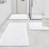image:imageSmiry Chenille Bath Rug and Mats Set of 3 Non Slip Absorbent Shaggy Bath Rug for Tub Shower and Bath Room 24x 1636x 24UShaped 24 x20 White