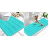 image:imageSmiry Striped Thick Bathroom Rug and Contour Toilet Rug Size 70x24  UShaped 24x20 in Teal 2 Item Bundle
