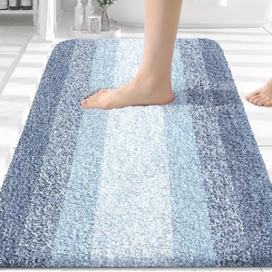 image:imageSmiry Bathroom Rugs 32x20 Extra Soft Absorbent Striped Microfiber Bath Mat Machine Washable Rubber Backing Bath Rugs for Tub amp Shower Modern Home Decor Accessories GreyBlue
