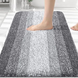 image:imageSmiry Bathroom Rugs 32x20 Extra Soft Absorbent Striped Microfiber Bath Mat Machine Washable Rubber Backing Bath Rugs for Tub amp Shower Modern Home Decor Accessories GreyGrey