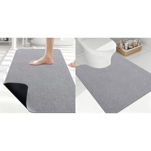image:imageSmiry Bathroom Rugs Set 2 Piece30x20 Plus UShape 24X20 Soft Absorbent Bath Mat Non Slip Machine Washable Quick Dry Bath Rugs for Bathroom Floor Tub Shower Grey