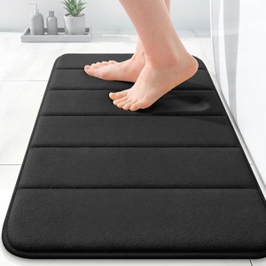 image:imageSoft Memory Foam Bath Mat Non  Slip Bathroom Bathmat Water  Absorbent Bath Rubber Back Runner Kitchen and Bath Rug Mat 16x24 Black
