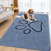 image:imageSmiry Dog Door Mat for Muddy Paws Absorbent Non Slip Dirt Trapper 47x32Airy Blue and Black