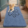 image:imageSmiry Dog Door Mat for Muddy Paws Absorbent Non Slip Dirt Trapper 47x32Airy Blue and Black