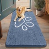 image:imageSmiry Dog Door Mat for Muddy Paws Absorbent Non Slip Dirt Trapper 47x32Airy Blue and White