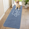 image:imageSmiry Dog Door Mat for Muddy Paws Absorbent Non Slip Dirt Trapper 47x32Airy Blue and White