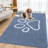 image:imageSmiry Dog Door Mat for Muddy Paws Absorbent Non Slip Dirt Trapper 47x32Airy Blue and White