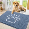 image:imageSmiry Dog Door Mat for Muddy Paws Absorbent Non Slip Dirt Trapper 47x32Airy Blue and White