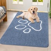 image:imageSmiry Dog Door Mat for Muddy Paws Absorbent Non Slip Dirt Trapper 47x32Airy Blue and White