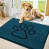 image:imageSmiry Dog Door Mat for Muddy Paws Absorbent Non Slip Dirt Trapper 47x32Atlantic Blue and Black