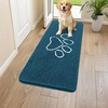 image:imageSmiry Dog Door Mat for Muddy Paws Absorbent Non Slip Dirt Trapper 47x32Atlantic Blue and White