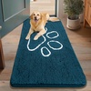 image:imageSmiry Dog Door Mat for Muddy Paws Absorbent Non Slip Dirt Trapper 47x32Atlantic Blue and White