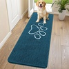 image:imageSmiry Dog Door Mat for Muddy Paws Absorbent Non Slip Dirt Trapper 47x32Atlantic Blue and White