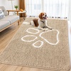 image:imageSmiry Dog Door Mat for Muddy Paws Absorbent Non Slip Dirt Trapper 47x32Beige and White