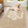 image:imageSmiry Dog Door Mat for Muddy Paws Absorbent Non Slip Dirt Trapper 47x32Beige and White