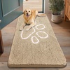 image:imageSmiry Dog Door Mat for Muddy Paws Absorbent Non Slip Dirt Trapper 47x32Beige and White