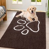 image:imageSmiry Dog Door Mat for Muddy Paws Absorbent Non Slip Dirt Trapper 47x32Brown and White