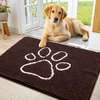 image:imageSmiry Dog Door Mat for Muddy Paws Absorbent Non Slip Dirt Trapper 47x32Brown and White