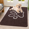 image:imageSmiry Dog Door Mat for Muddy Paws Absorbent Non Slip Dirt Trapper 47x32Brown and White