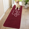 image:imageSmiry Dog Door Mat for Muddy Paws Absorbent Non Slip Dirt Trapper 47x32Burgundy and White
