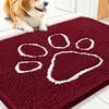 image:imageSmiry Dog Door Mat for Muddy Paws Absorbent Non Slip Dirt Trapper 47x32Burgundy and White