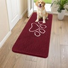 image:imageSmiry Dog Door Mat for Muddy Paws Absorbent Non Slip Dirt Trapper 47x32Burgundy and White