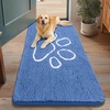 image:imageSmiry Dog Door Mat for Muddy Paws Absorbent Non Slip Dirt Trapper 47x32Cornflower Blue and White
