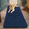 image:imageSmiry Dog Door Mat for Muddy Paws Absorbent Non Slip Dirt Trapper 47x32Dark Blue and Black
