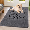 image:imageSmiry Dog Door Mat for Muddy Paws Absorbent Non Slip Dirt Trapper 47x32Dark Grey and Black