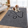 image:imageSmiry Dog Door Mat for Muddy Paws Absorbent Non Slip Dirt Trapper 47x32Dark Grey and Black