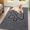 image:imageSmiry Dog Door Mat for Muddy Paws Absorbent Non Slip Dirt Trapper 47x32Dark Grey and Black