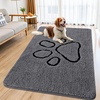 image:imageSmiry Dog Door Mat for Muddy Paws Absorbent Non Slip Dirt Trapper 47x32Dark Grey and Black