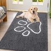 image:imageSmiry Dog Door Mat for Muddy Paws Absorbent Non Slip Dirt Trapper 47x32Dark Grey and White