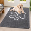 image:imageSmiry Dog Door Mat for Muddy Paws Absorbent Non Slip Dirt Trapper 47x32Dark Grey and White