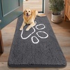 image:imageSmiry Dog Door Mat for Muddy Paws Absorbent Non Slip Dirt Trapper 47x32Dark Grey and White