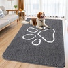 image:imageSmiry Dog Door Mat for Muddy Paws Absorbent Non Slip Dirt Trapper 47x32Dark Grey and White