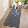 image:imageSmiry Dog Door Mat for Muddy Paws Absorbent Non Slip Dirt Trapper 47x32Dark Grey and White