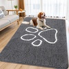 image:imageSmiry Dog Door Mat for Muddy Paws Absorbent Non Slip Dirt Trapper 47x32Dark Grey and White