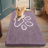 image:imageSmiry Dog Door Mat for Muddy Paws Absorbent Non Slip Dirt Trapper 47x32Deep Plum and White
