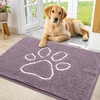 image:imageSmiry Dog Door Mat for Muddy Paws Absorbent Non Slip Dirt Trapper 47x32Deep Plum and White