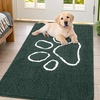 image:imageSmiry Dog Door Mat for Muddy Paws Absorbent Non Slip Dirt Trapper 47x32Green and White