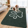 image:imageSmiry Dog Door Mat for Muddy Paws Absorbent Non Slip Dirt Trapper 47x32Green and White